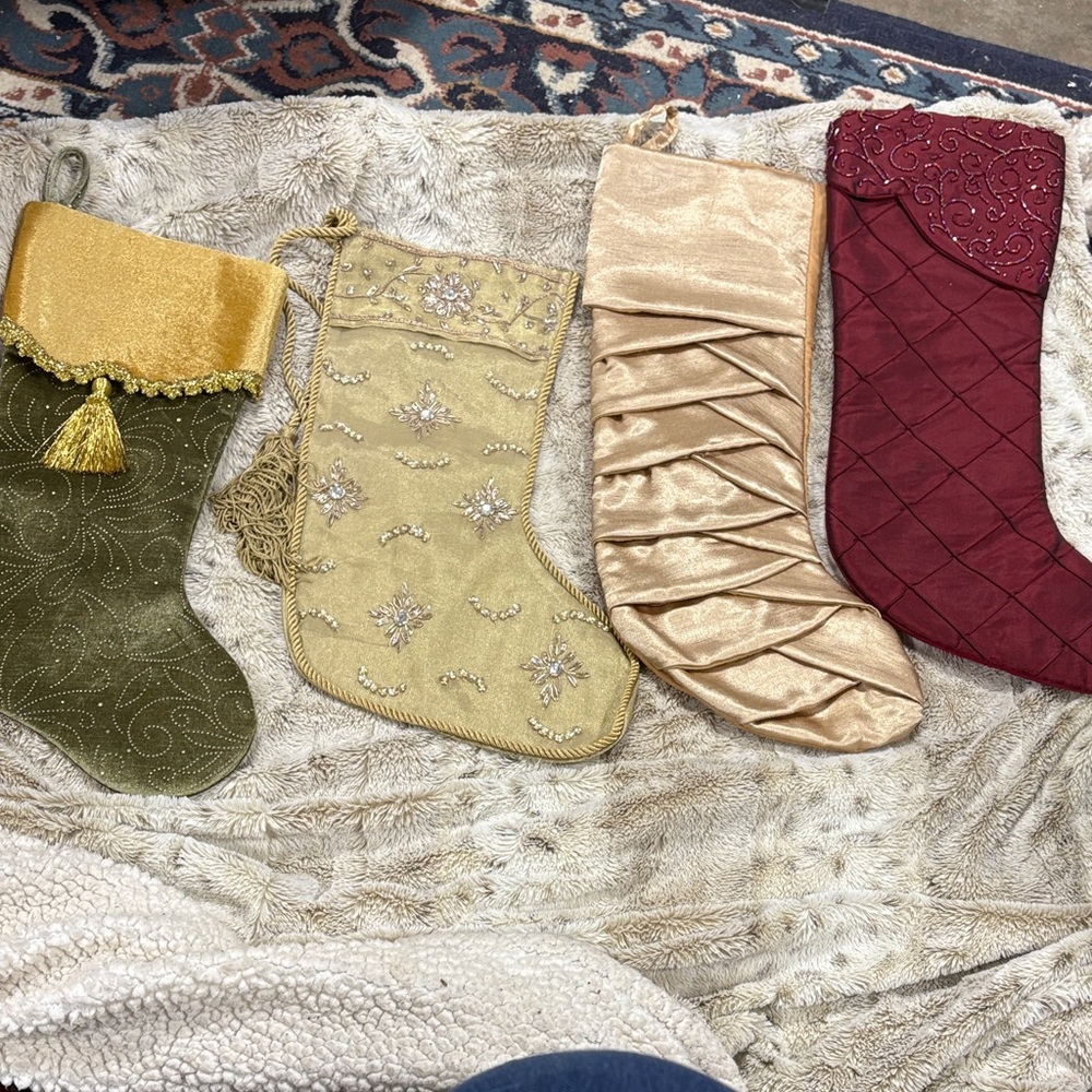 Set of Four Elegant Christmas Stockings